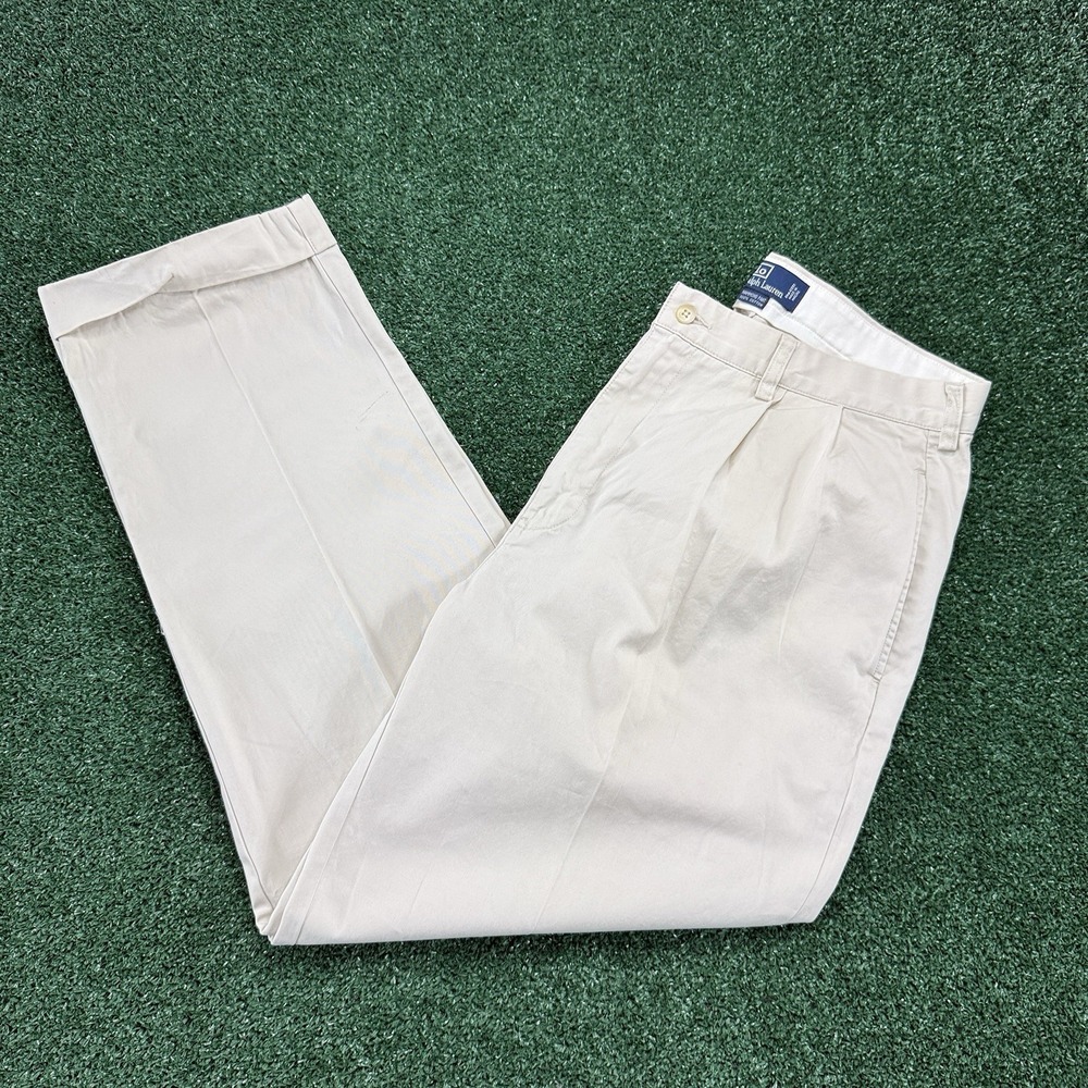 Vintage Polo Ralph Lauren Hammond Pant Men's Double Pleated Khaki Chino 35x30
